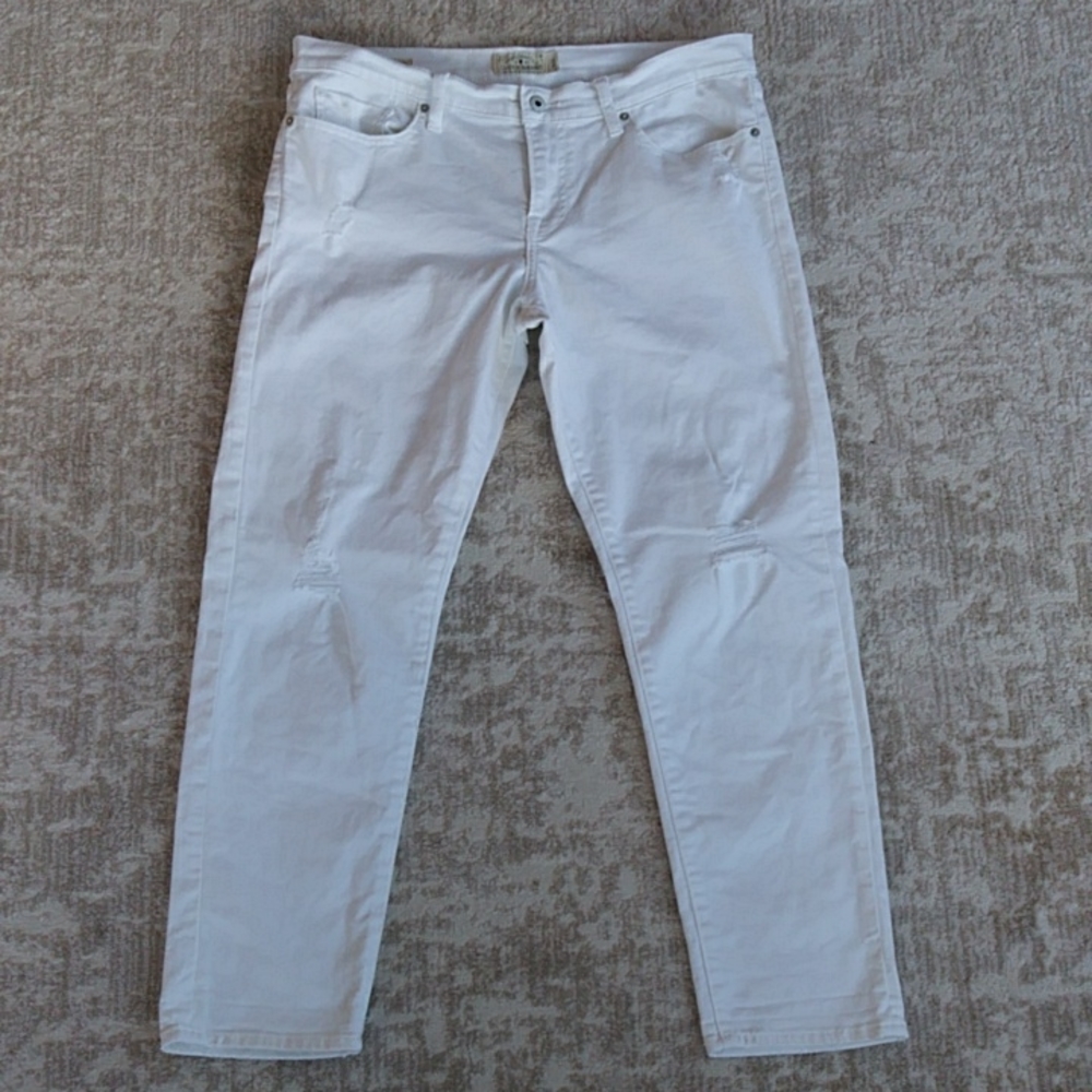 Lucky Brand Sienna Slim Boyfriend Distressed Jeans 14/32 White